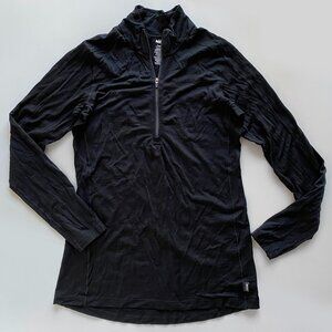 REI Co-op Merino Wool 185 Long-Sleeve Half-Zip Base Layer Women Small Black